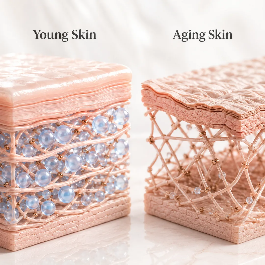 Young skin versus aging skin: thicker lipid wall versus thinner wall with moisture escape